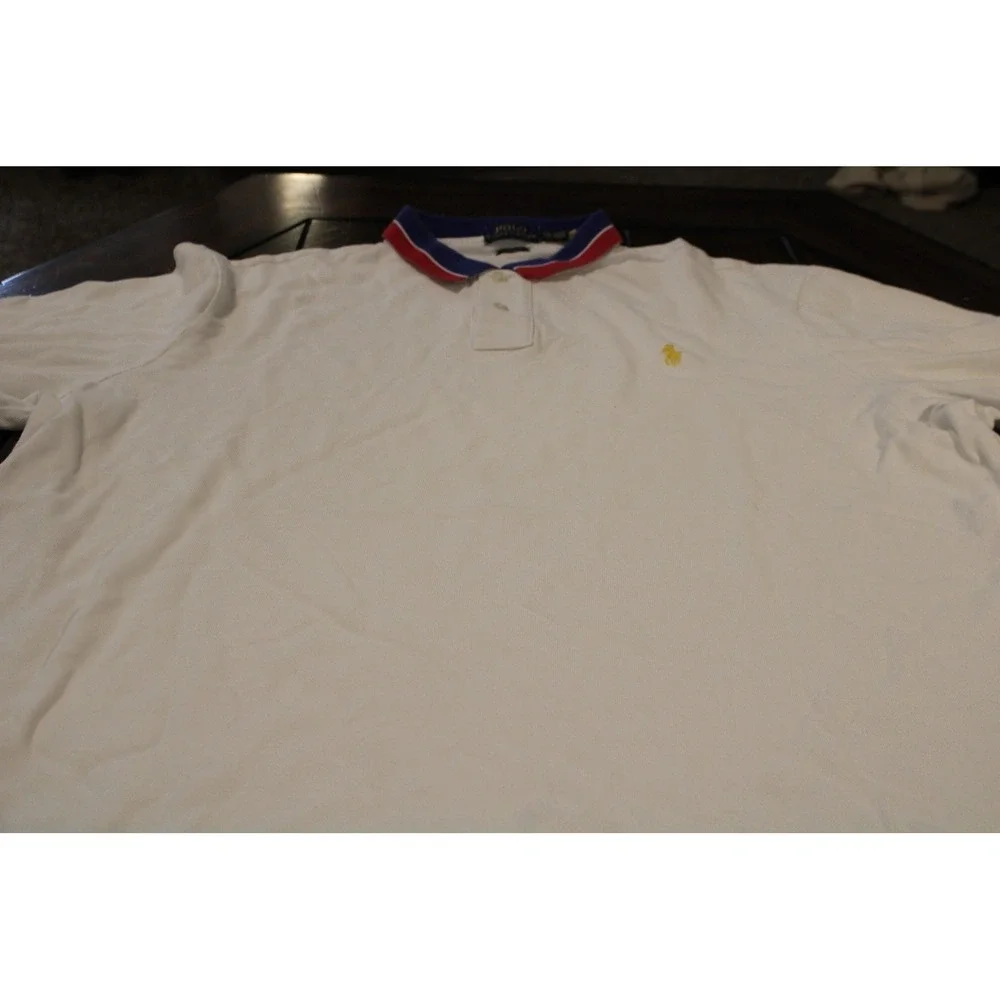 Polo Ralph Lauren Polo Shirt Mens 2XL White Classic Fit POLO Collar Logo rare